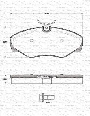 MAGNETI MARELLI 363702161293 -  Комплект тормозных колодок, дисковый тормоз